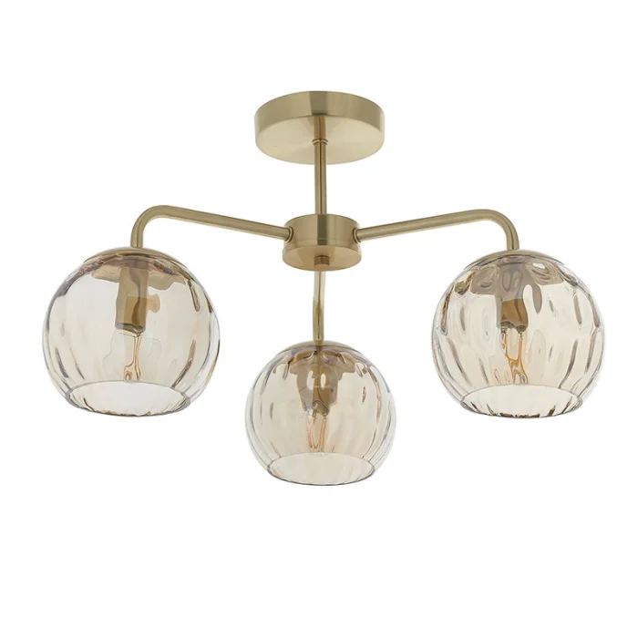 Ceiling Light With Champagne Lustre Dimpled Glass Shades