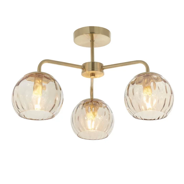 Ceiling Light With Champagne Lustre Dimpled Glass Shades