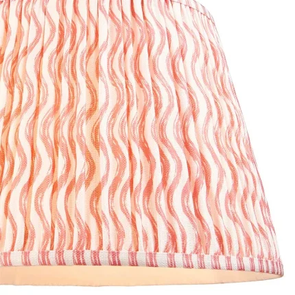 Fabric lamp shade in coral pink colour with plain inner lining