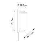 Measurements of dark bronze bathroom wall light with clear glass shade