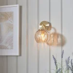 Wall Light With Champagne Lustre Dimpled glass Shade