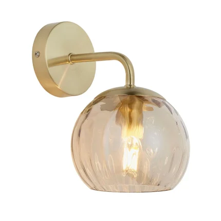 Wall Light With Champagne Lustre Dimpled glass Shade