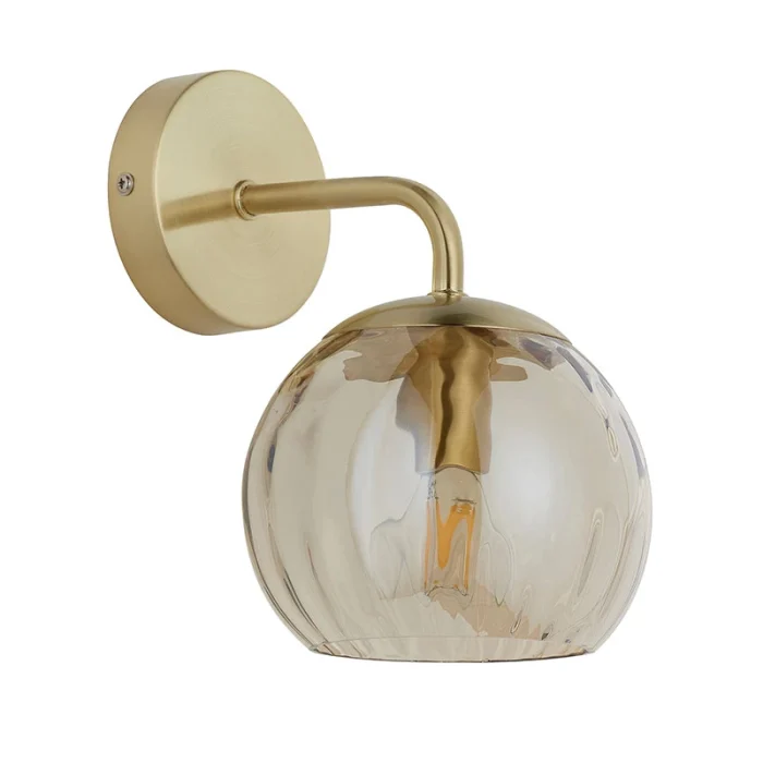 Wall Light With Champagne Lustre Dimpled glass Shade