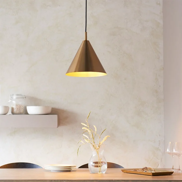 Single pendant light in warm antique brass finish