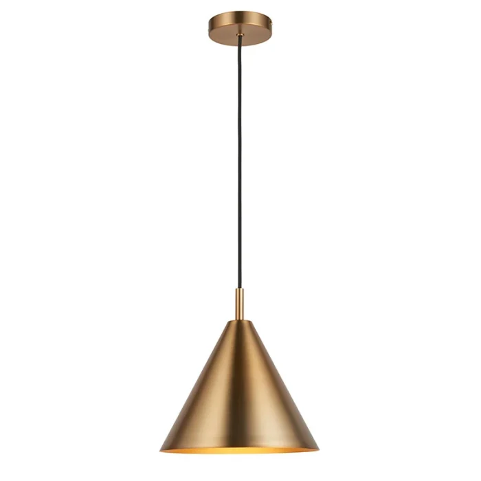 Single pendant light in warm antique brass finish