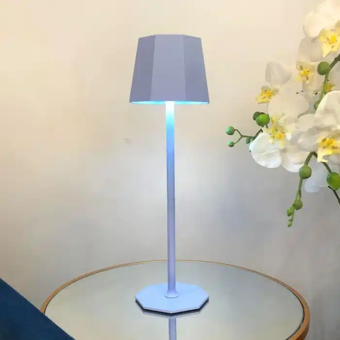 Blue touch control rechargeable table lamp for indoor and outdoor use