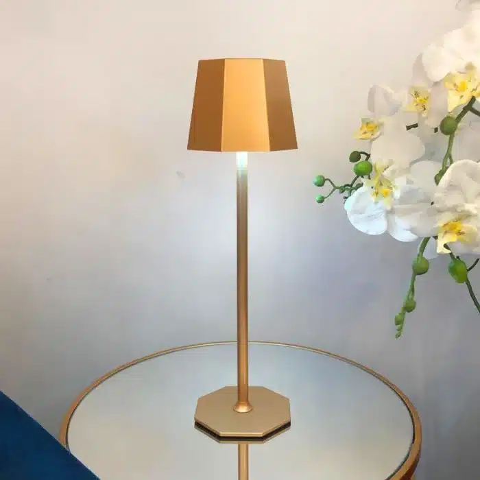 Gold touch control rechargeable table lamp for indoor and outdoor use