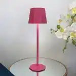 Pink touch control rechargeable table lamp for indoor and outdoor use