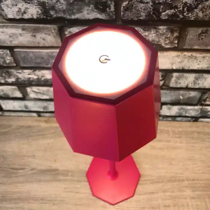 Pink touch control rechargeable table lamp for indoor and outdoor use